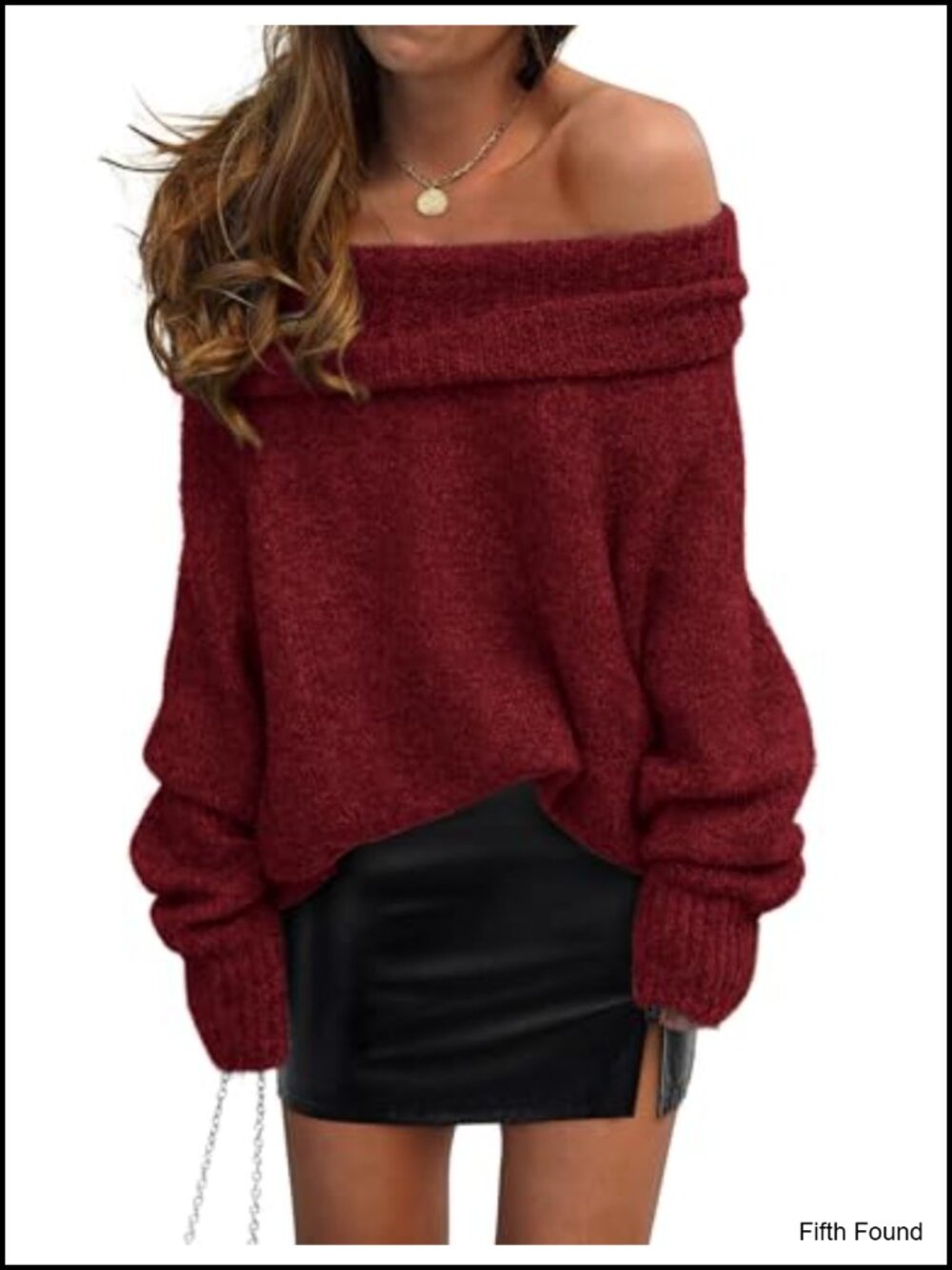Women's Off The Shoulder Knit Pullover Sweater Long Sleeve Loose Fit